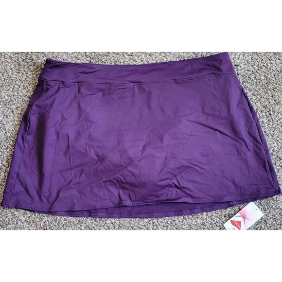 SWIM SKIRT w/ Brief 18 XL Purple 15.5" Solid Lands End Modest UPF 50 S424 - Picture 3 of 8